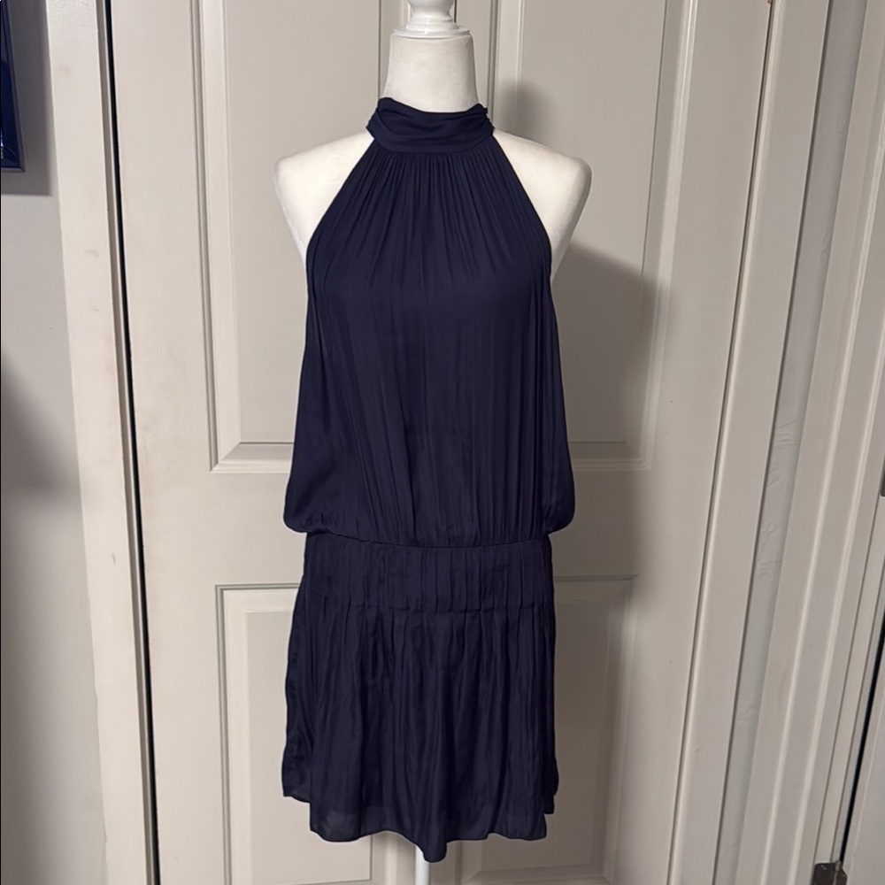 Elegant Navy Halter Dress